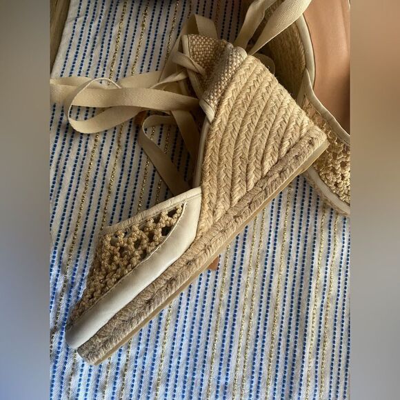 Castañer  Wedge Espadrille Sandals Womens Beige Size EU 38 US 7.5 Open NEW - Picture 4 of 12